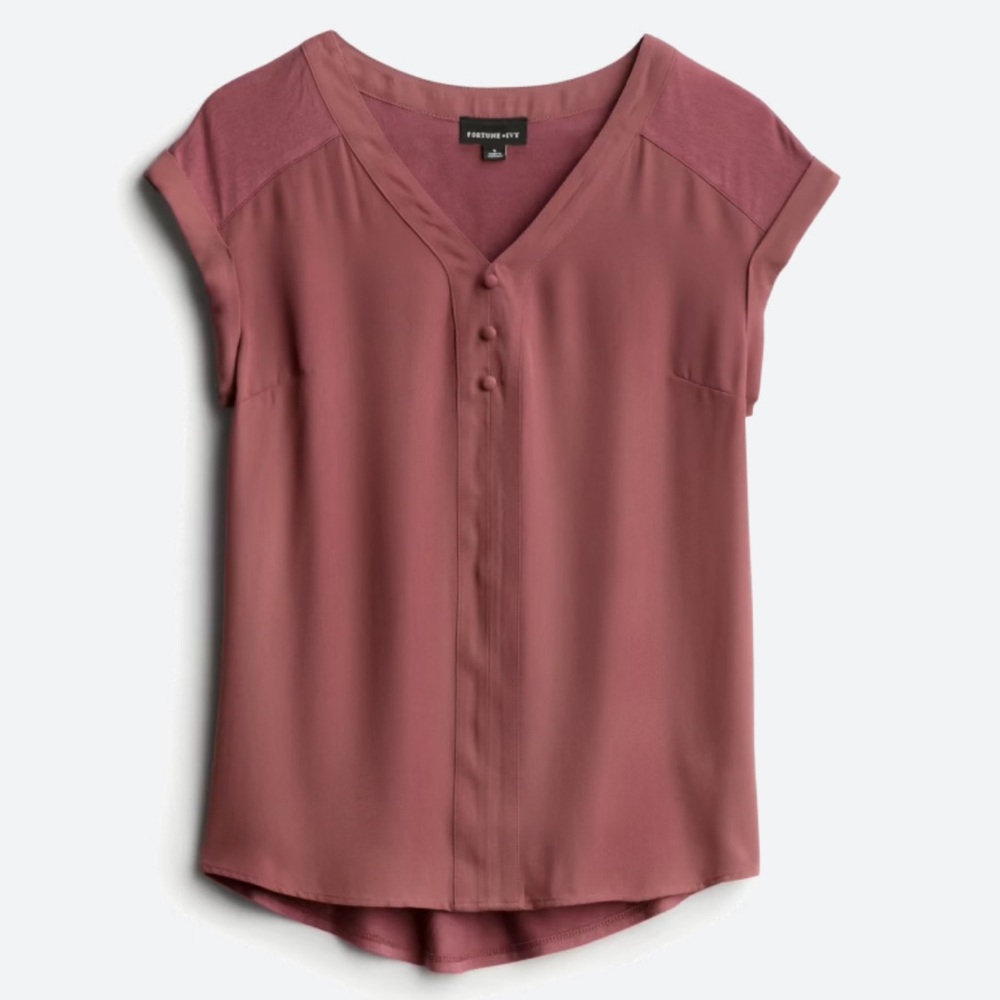 NWT Fortune + Ivy Helina Mixed Material Blouse